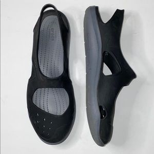 Crocs Black Gray Swiftwater Wave Sandals